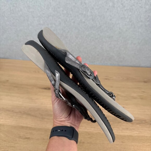 Vionic Rest Karina Backstrap Thong Sandal Size 10 Pewter Silver Supportive Comfy - Picture 7 of 13